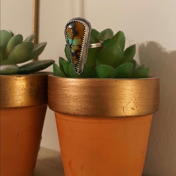 Turquoise & Sterling Silver Ring Size 7.5 - Picture 5 of 6